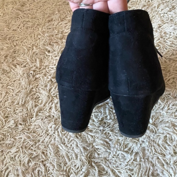 Dream Paris Tomson woman’s black suede tie Booties Wedge shoes size 10 - Picture 5 of 9